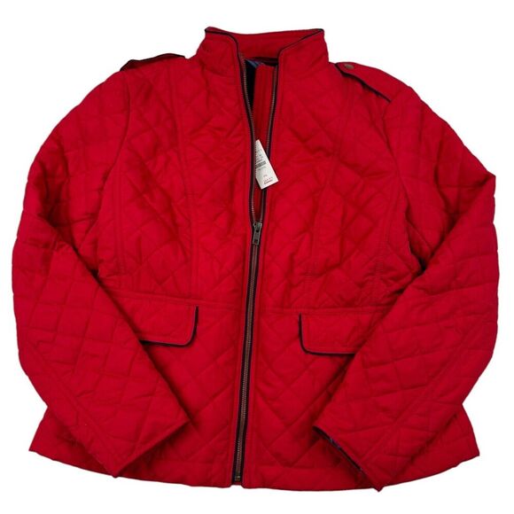 NWT Talbots Red Quilted Full Zip Puffer Lightweight Jacket Sz SP PS Petite $159 - Picture 1 of 6